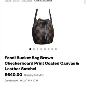 Fendi vintage checkered crossbody  bucket bag.